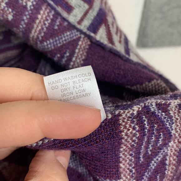 Charming Charlie womens large gray wool aztec fringe cardigan santa fe purple - Picture 8 of 10